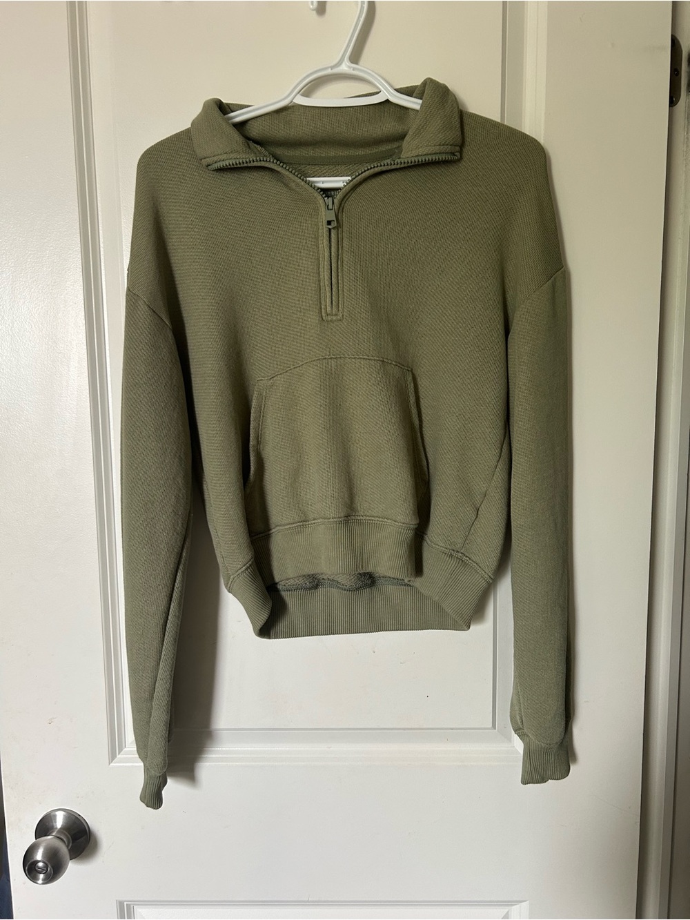American Eagle | Half-Zip Sweater in Olive Green